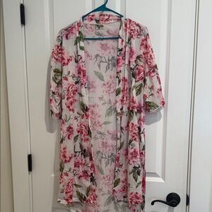 Show Me Your MuMu Pink and Green Floral Kimono